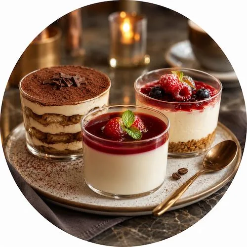 Dolci al cucchiaio serviti in bicchiere