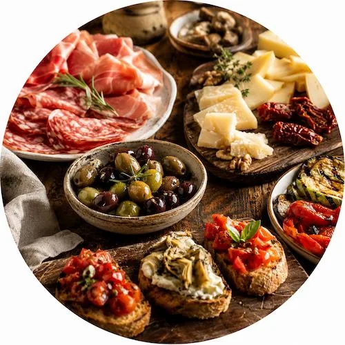 Tagliere e piccoli piatti salati